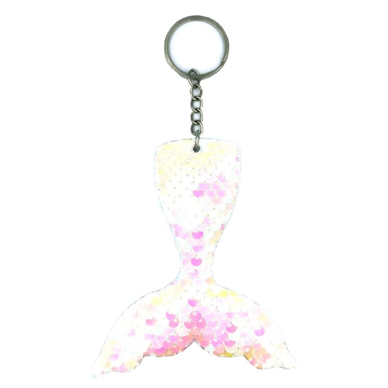 10 stks Reflecterende zeemeermin sleutelhanger Pailletten Mermaid Tail Accessoires Auto Bagage Hanger (AB Kleurrijk 16)