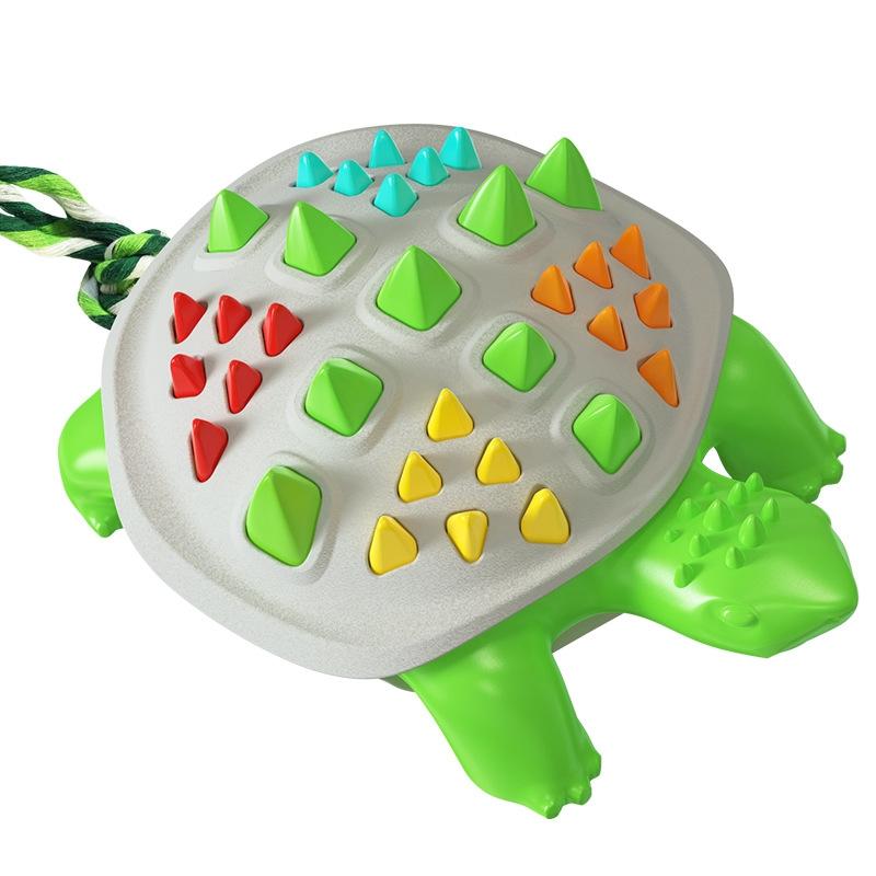 Schildpad dog tandjes stick touw knoop hond tandenborstelhond speelgoed (groen + lichtgrijze schaal)