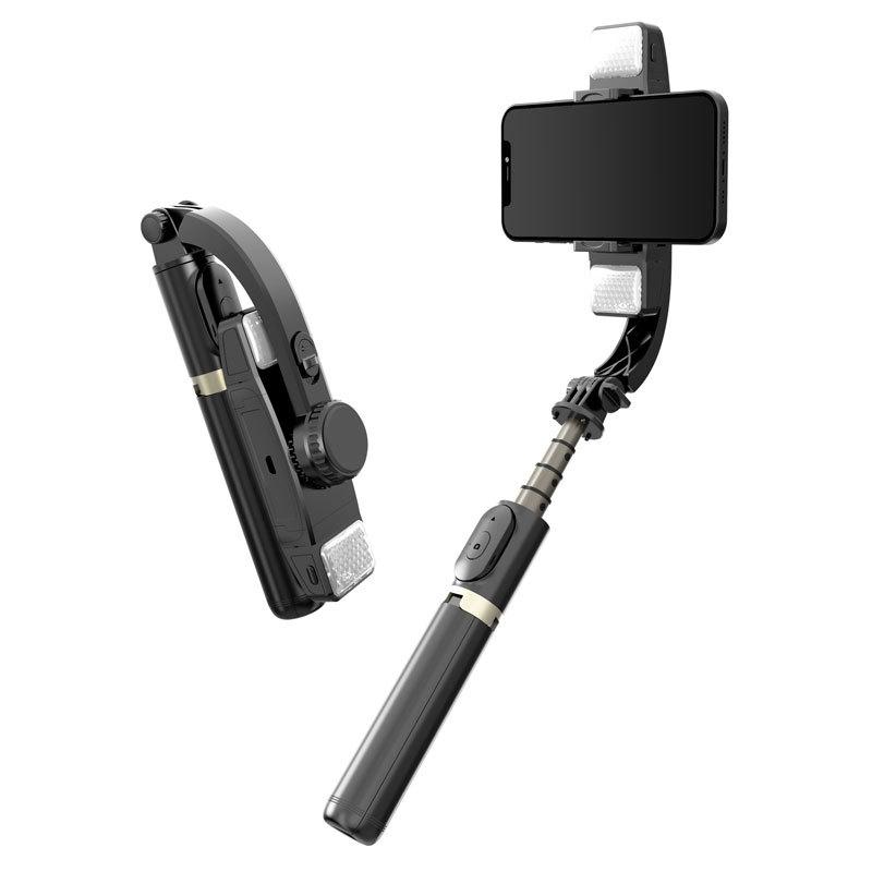Cyke Q08D Handheld Dual Light Bluetooth Mobile Telefoon Selfie Stick (Zwart)