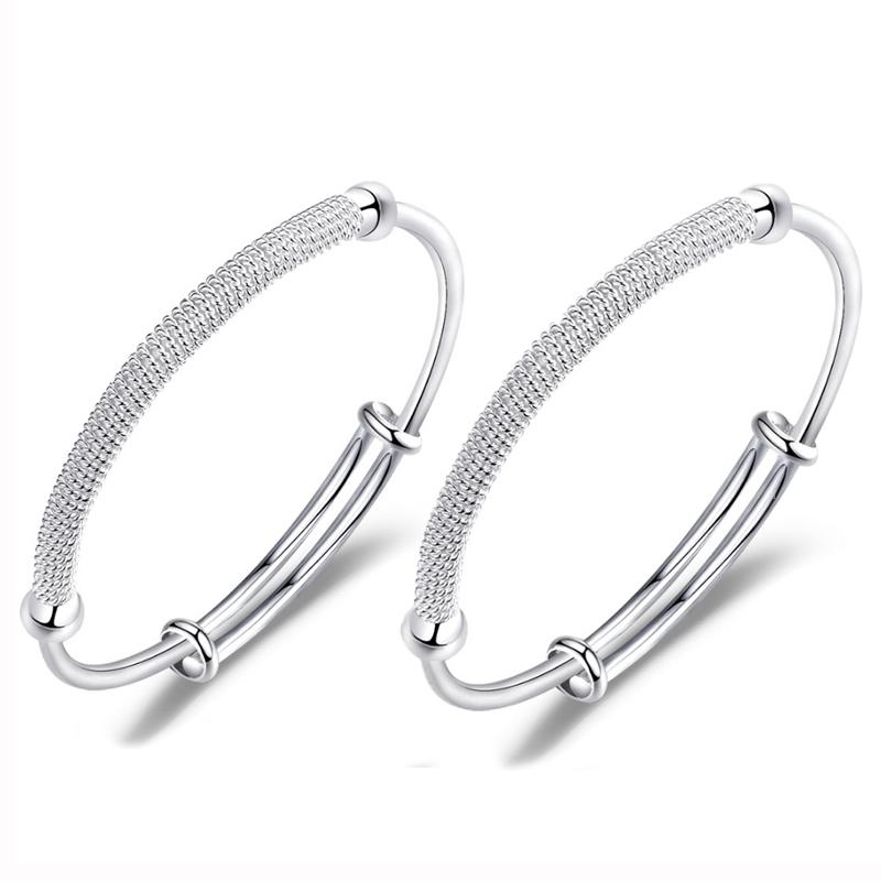 2 stks Z117 Solid Twist Armband Fashion Valentine Day Gift (Silver)