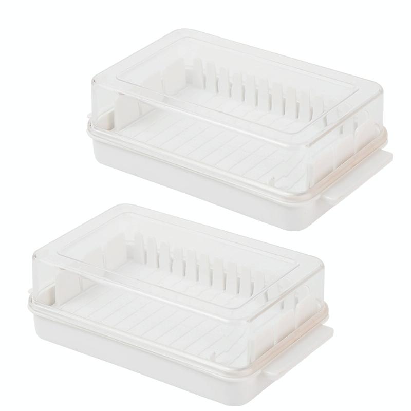 2 stks Transparant Grote Capaciteit Boter Cut Storage Box (White)