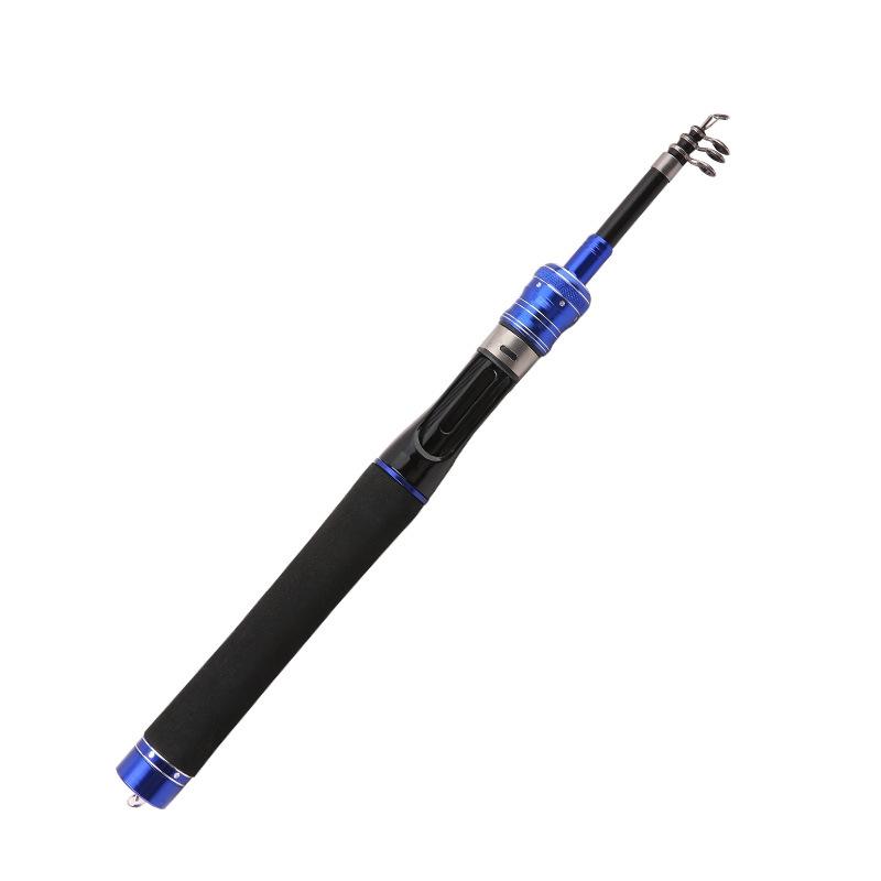 Telescopic Lure Rod Mini Fishing Rod Portable Fishing Tackle Length: 2.4m(Blue Straight Handle)