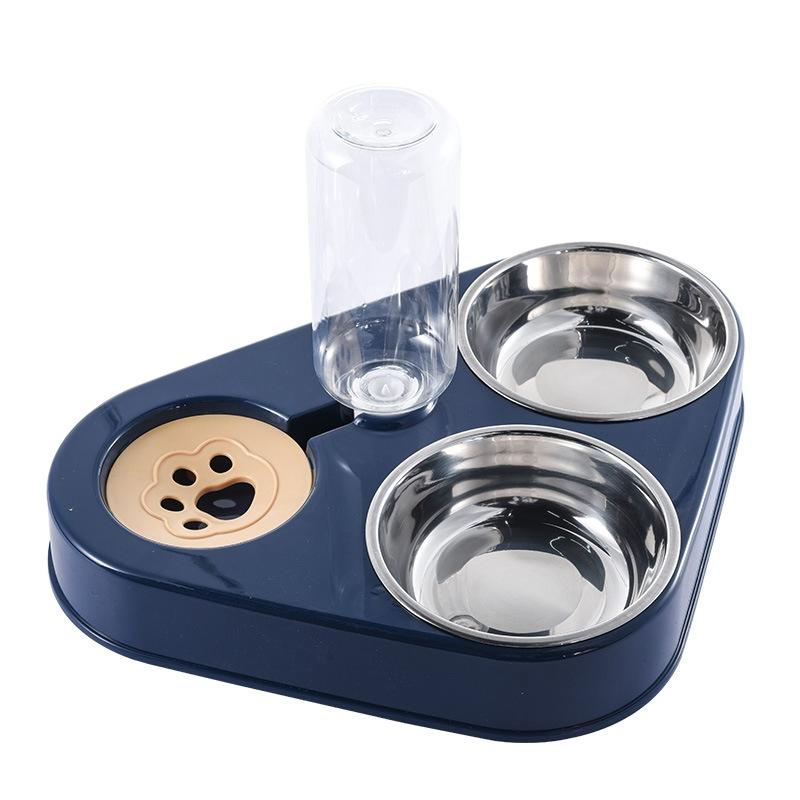 Dog Cat Triangle Automatic Drinking Water Bowl Pet Supplies Size: Small(Dark Blue)