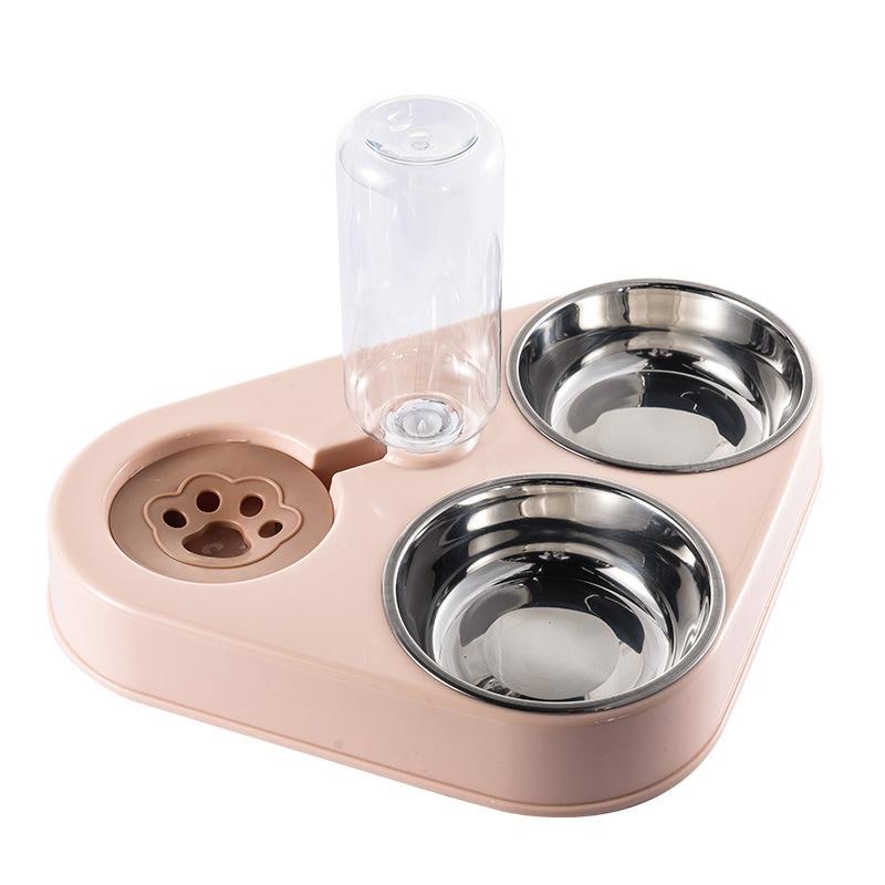 Dog Cat Triangle Automatic Drinking Water Bowl Pet Supplies Size: Large(Warm Pink)