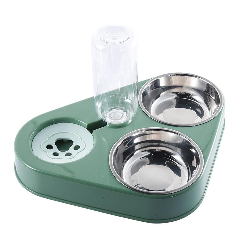 Dog Cat Triangle Automatic Drinking Water Bowl Pet Supplies Size: Large(Mint Green)