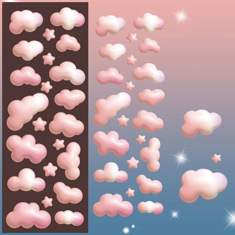 10 PCS Color Cloud Fine Flash Laser Decoratie Dagboek Hand Account DIY Sticker