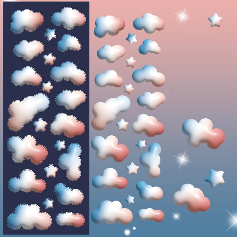 10 PCS Color Cloud Fine Flash Laser Decoratie Dagboek Hand Account DIY Sticker (Blauw Roze)