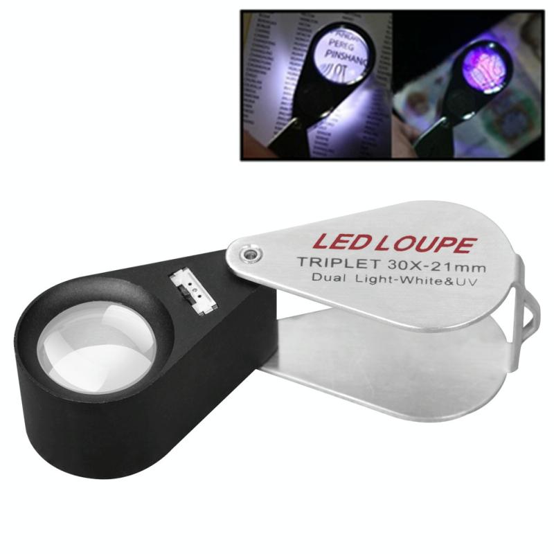 MG7802 30X 6LED's + 7UV-lampen Sieraden Waardering Vergrootglas