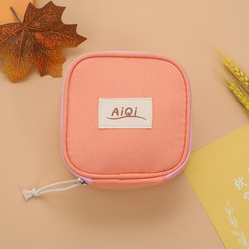 AiQi 3 stks draagbare canvas maandverband opbergtas multifunctionele lippenstift make-up tas