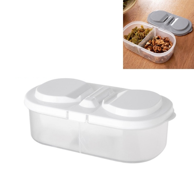 5 PCS Double Grid Kitchen Food Multigrain Verzegelde Jar Multifunctionele Koelopbergbox met deksel(wit)