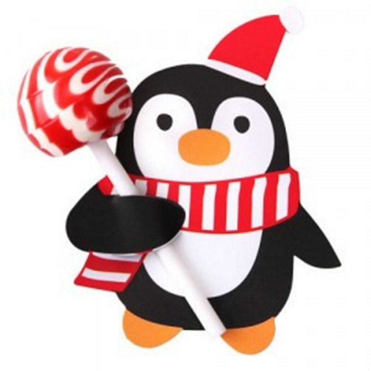 2 packs kerst bakken decoratie cute Santa Penguin Lollipop papier kaart (pinguïn)