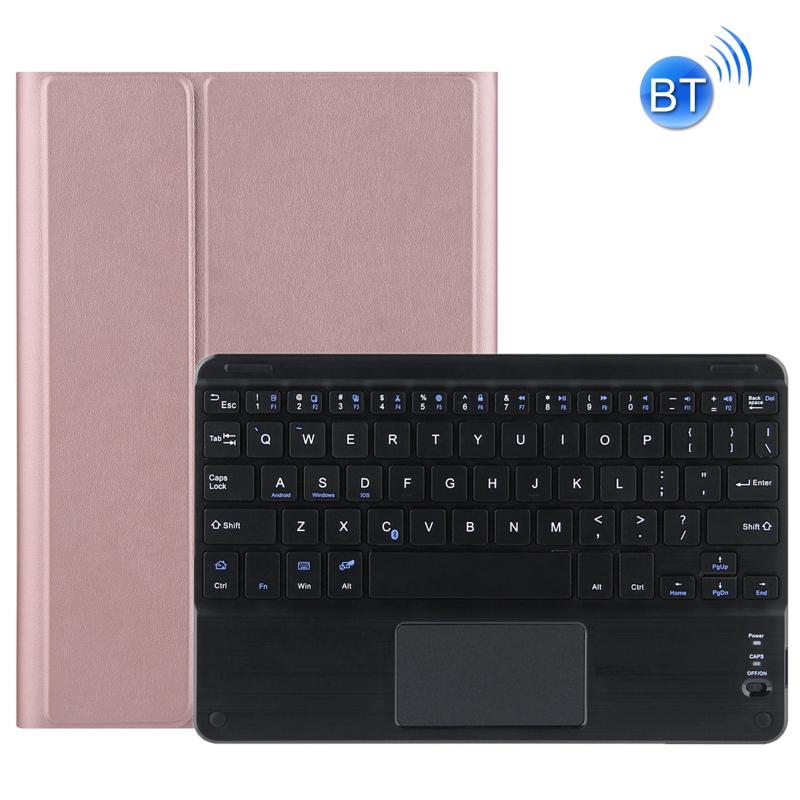 DY-M10REL-C2 in 1 verwijderbaar Bluetooth-toetsenbord + beschermende lederen tas met touchpad & houder voor Lenovo Tab M10 FHD REL (ROSE GOUD)