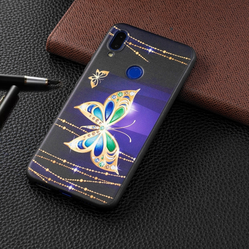 Reliëf geschilderd grote vlinder patroon TPU Case voor Xiaomi Redmi Note 7/Redmi Note 7 Pro