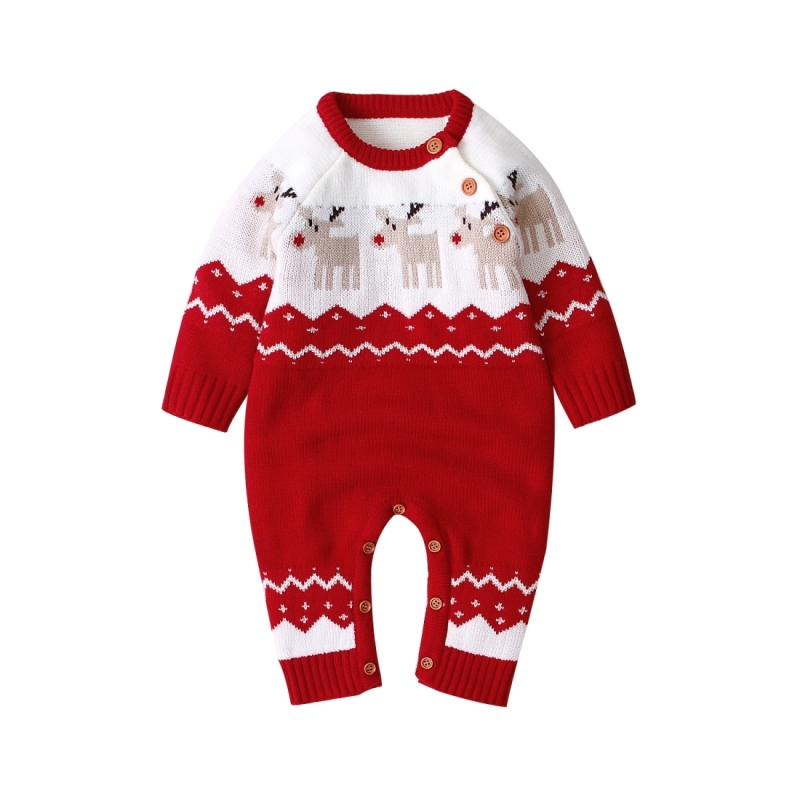 Cartoon kerst herten jongens en meisjes leotard (kleur: rood formaat: 73CM)