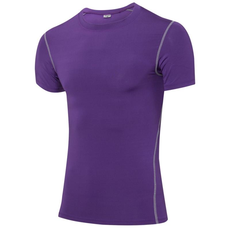 Stretch Quick Dry Tight T-shirt Training Bodysuit (Kleur: Paars formaat:XXXL)