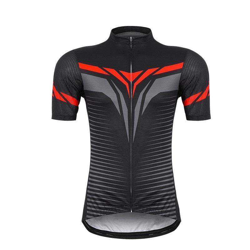 West Biking YP0206164 Zomer Polyester Ademend Sneldrogend Ronde Schouder Korte Mouw Fietsen Jersey Voor Mannen (Kleur: Rood en Zwart Maat: XXL)